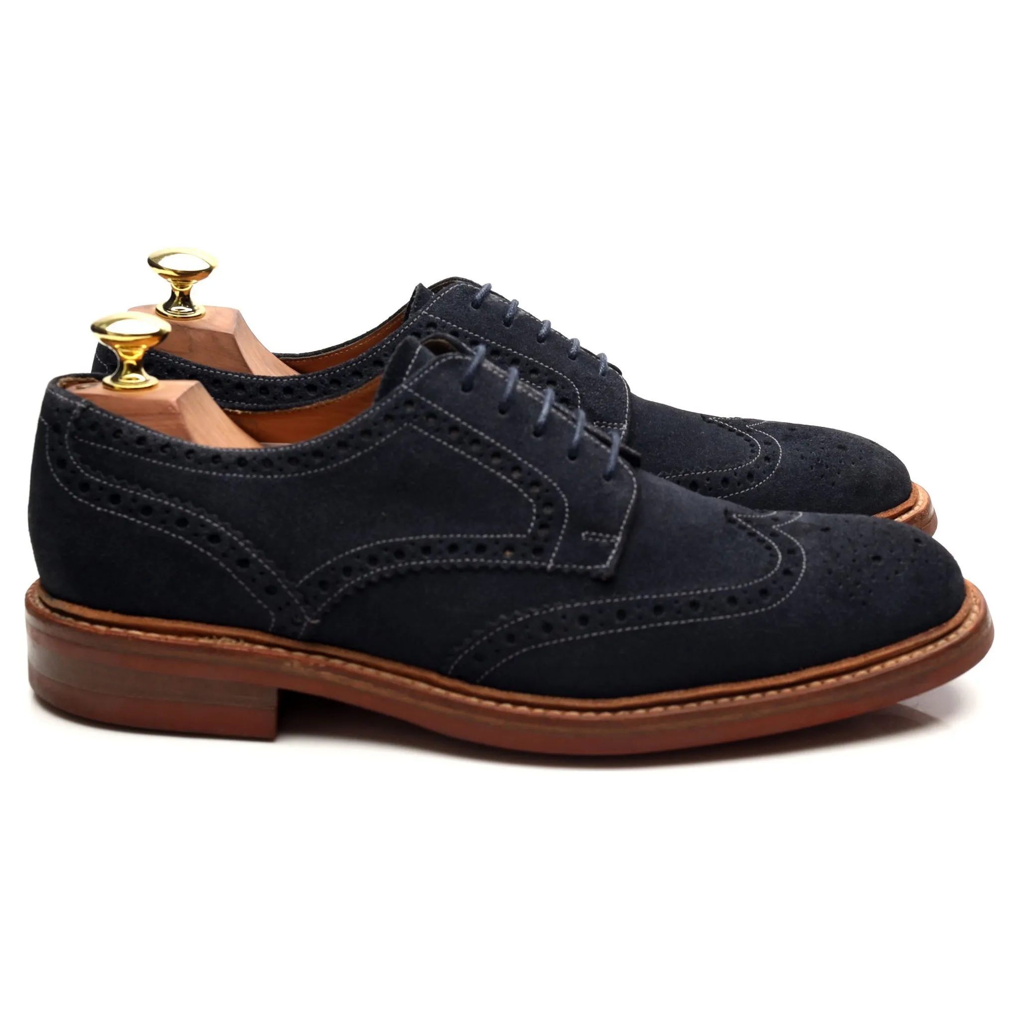 1880 'Leamington' Blue Suede Derby Brogues UK 7 F