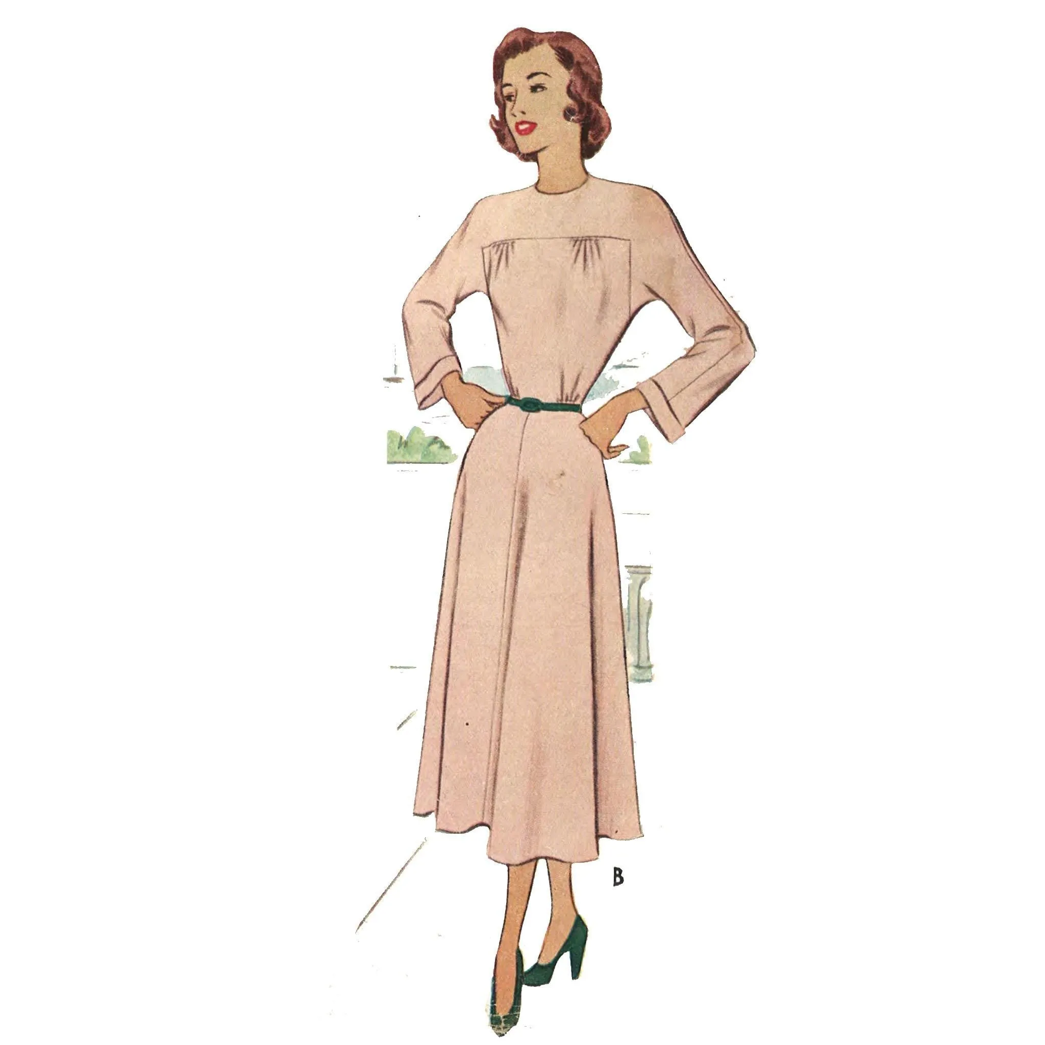 1940s Pattern Classic Tea Dress 'Easy to Make' - Bust 34" (86.4cm)