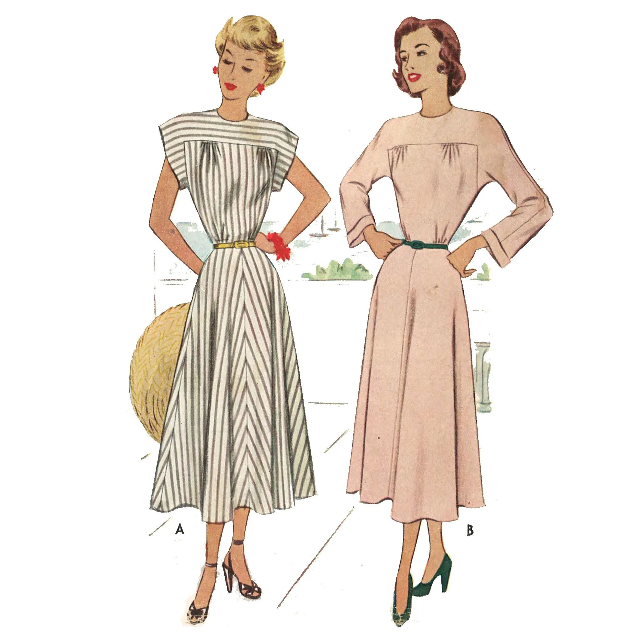 1940s Pattern Classic Tea Dress 'Easy to Make' - Bust 34" (86.4cm)