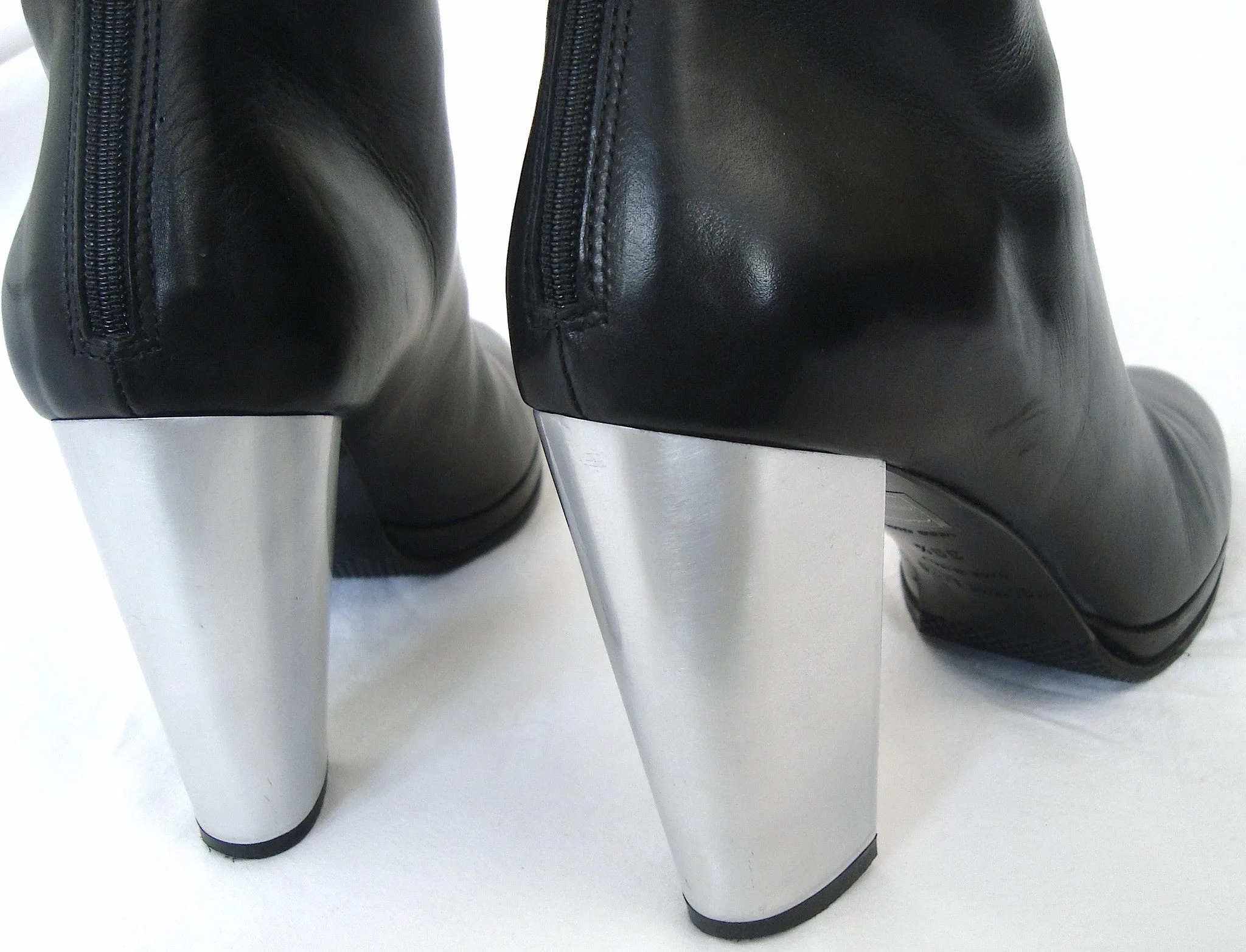 2003 Calf Leather Fitted Mid Platform Boots with Metal Heel