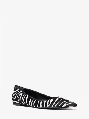 Agnes Zebra Print Calf Hair Flat