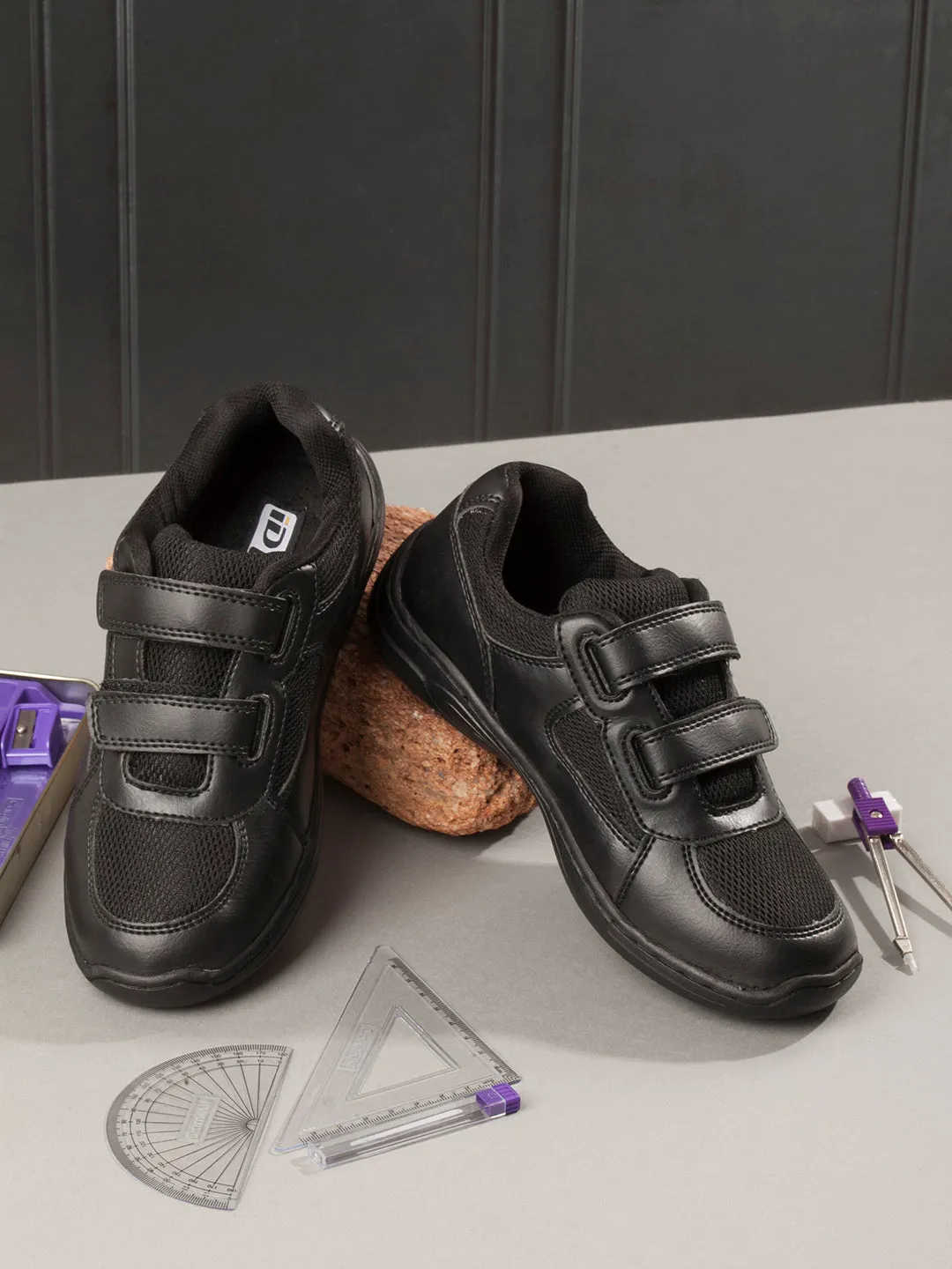 Black Unisex School Shoes for Teenage Boys & Girls (IJ0300)