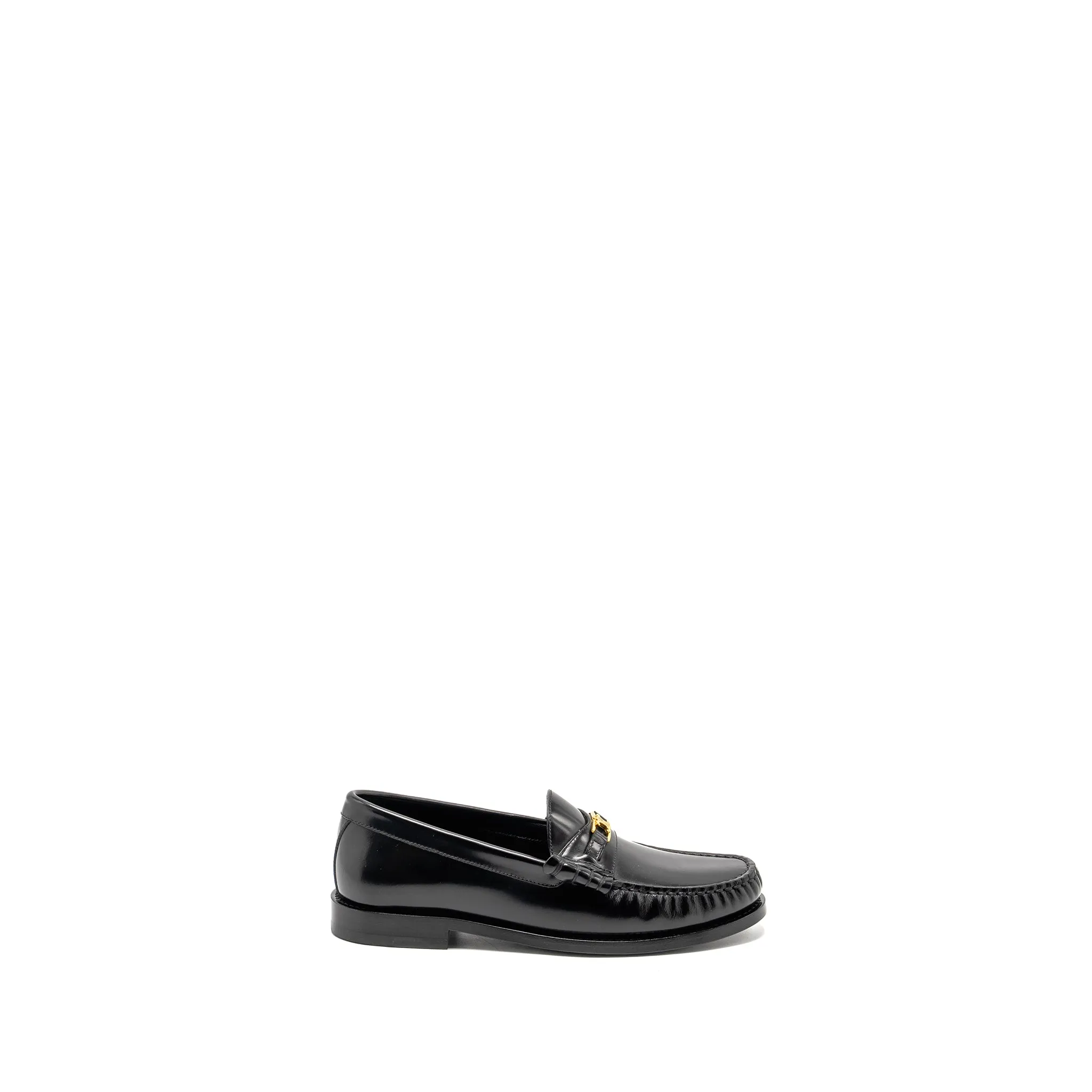 Celine Size 37 Triomphe Loafer Polished Calfskin Black