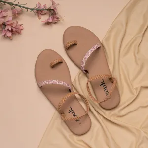 Chamoli Motif Tan Braided Sandal