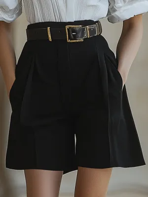 Classic And Versatile Black Bermuda Shorts