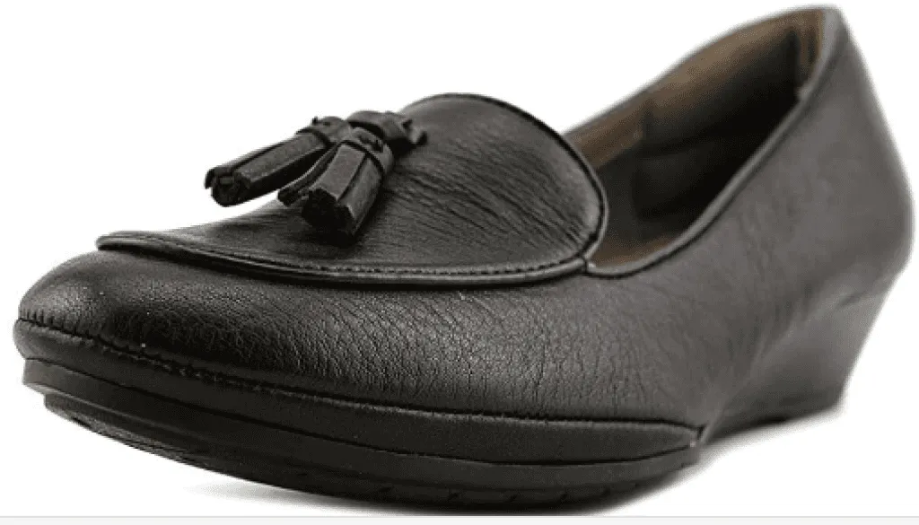 COMFORTIVA Women's •Ashten• Wedge Tassel loafer 8.5W Black Leather