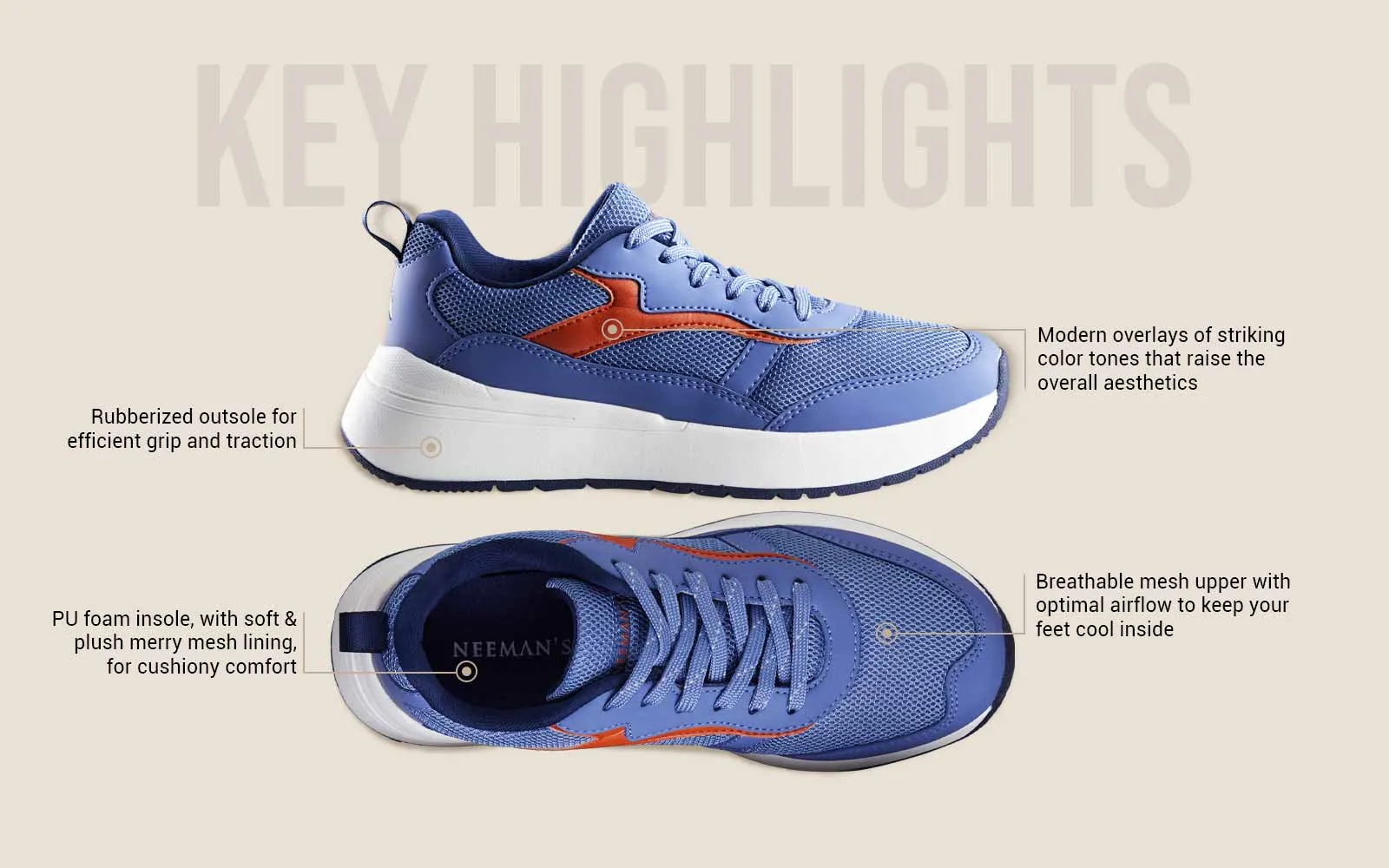 Cosmo Comfort Sneakers : Blue-Orange