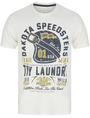 Dakota Speedsters Motif Cotton Jersey T-Shirt in Snow White - Tokyo Laundry