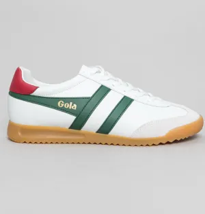 Gola Torpedo Leather Trainers White/Evergreen/Deep Red