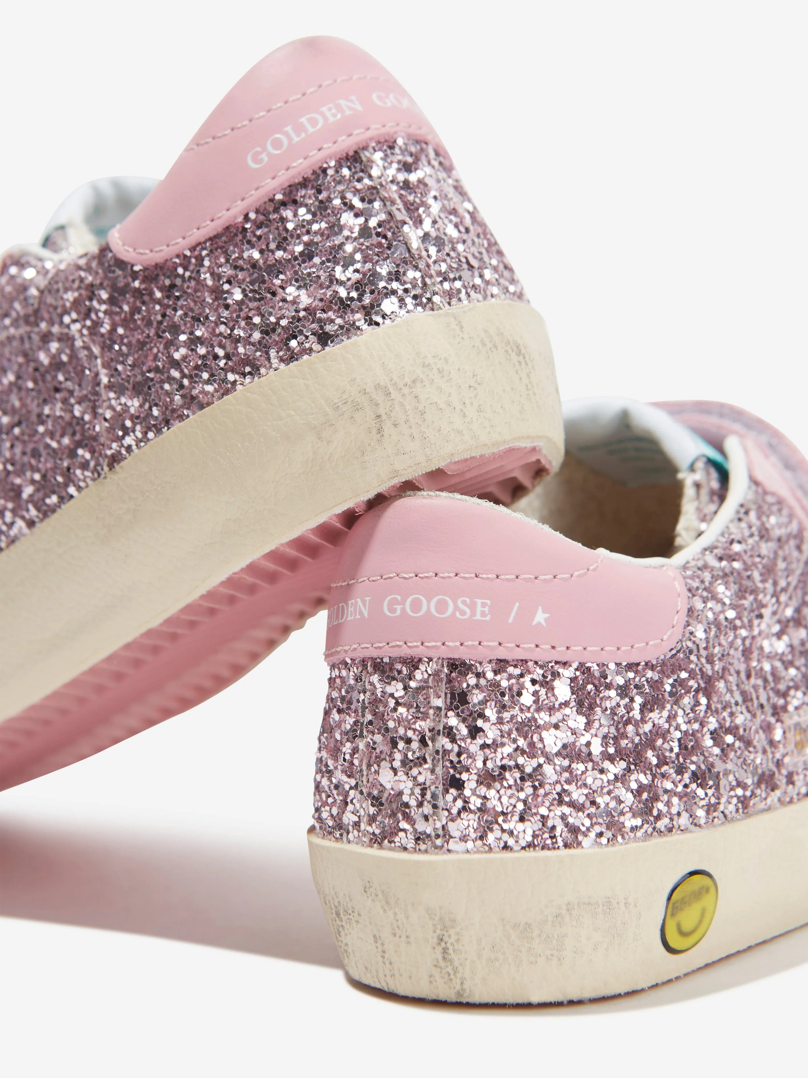 Golden Goose Girls Glitter And Leather Old School Trainers in Pink