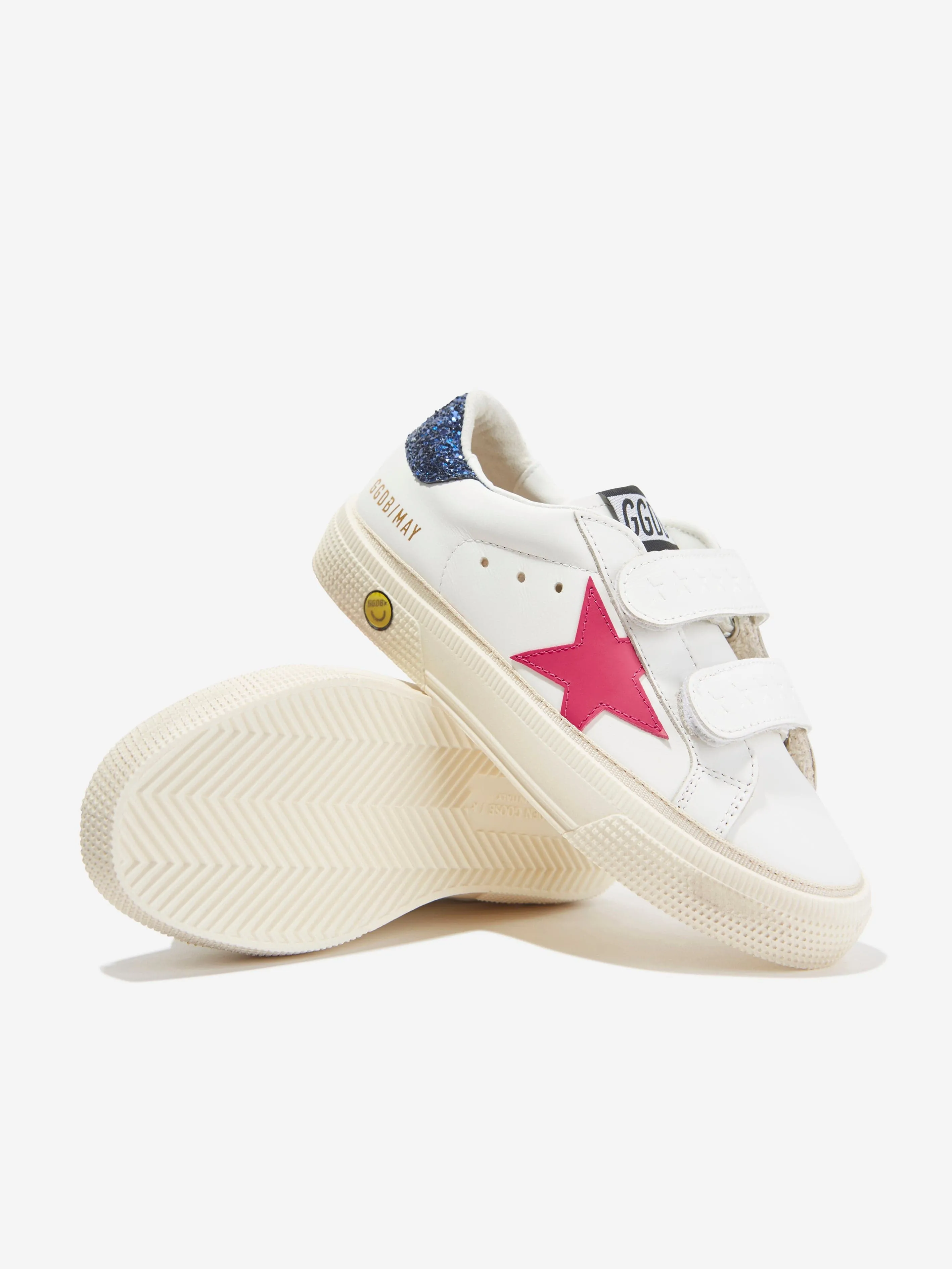 Golden Goose Girls Leather May School Trainers in White