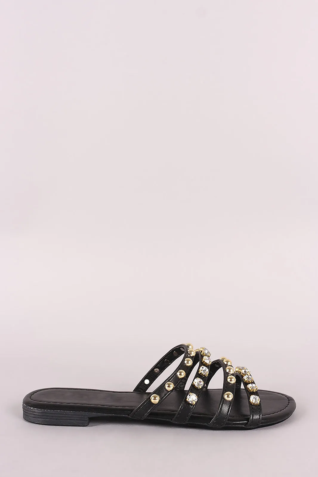 Liliana Strappy Studs And Jewels Slide Sandal