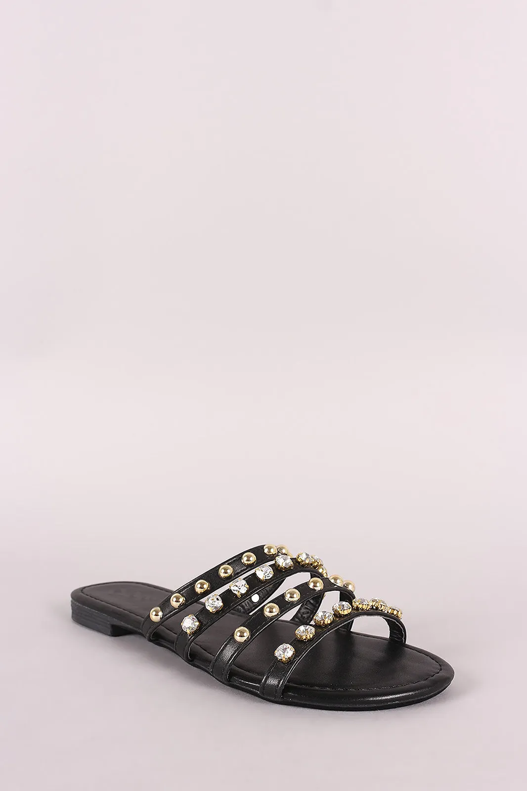 Liliana Strappy Studs And Jewels Slide Sandal