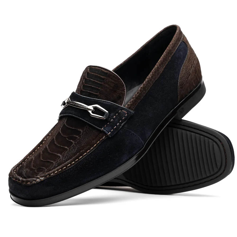 Marco Di Milano Hugo Osl Ostrich Leg and Rubber Brown-navy