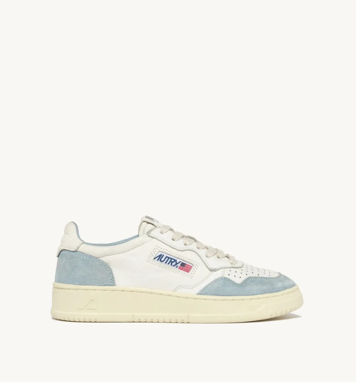 Medalist Low Top Trainers in Goat/ White Suede/ Portofino