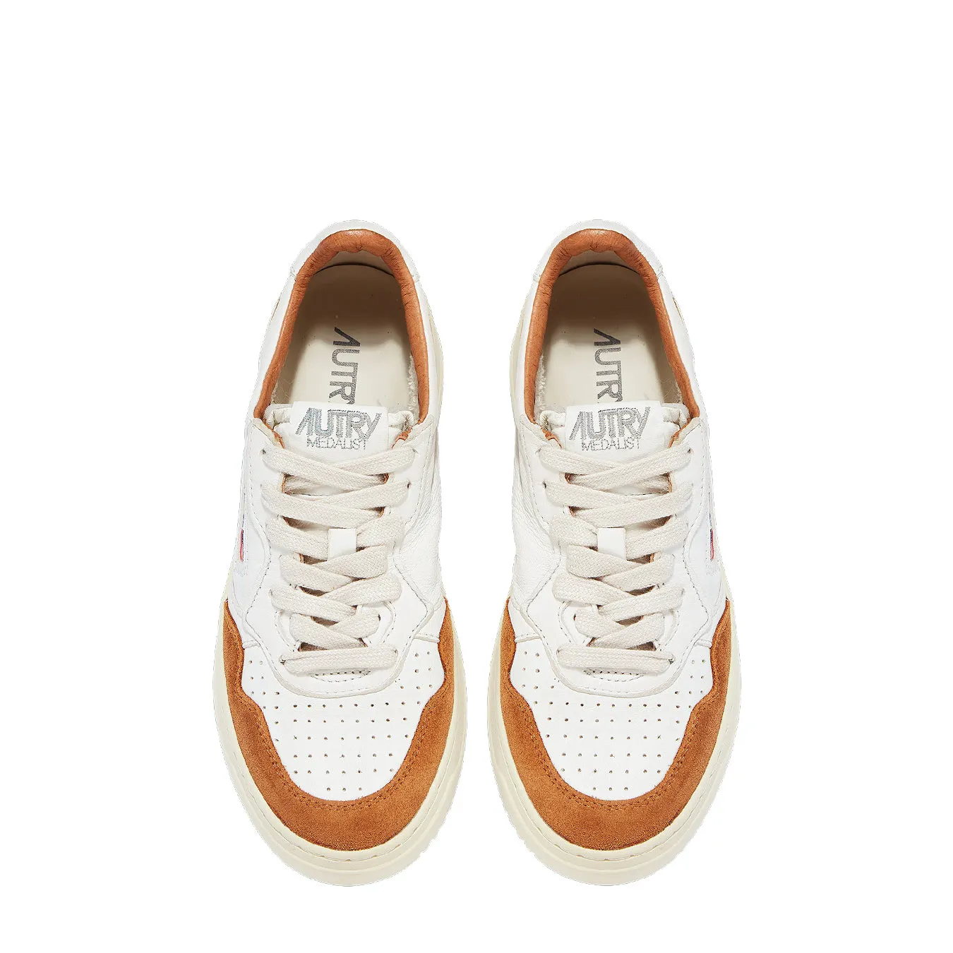 Medalist Low Trainers White Goatskin / Caramel Suede