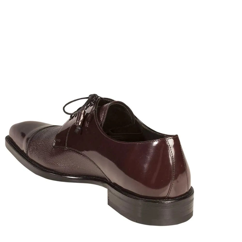 Mezlan Soka Calfskin & Deerskin Cap Toe Shoes - Burgundy