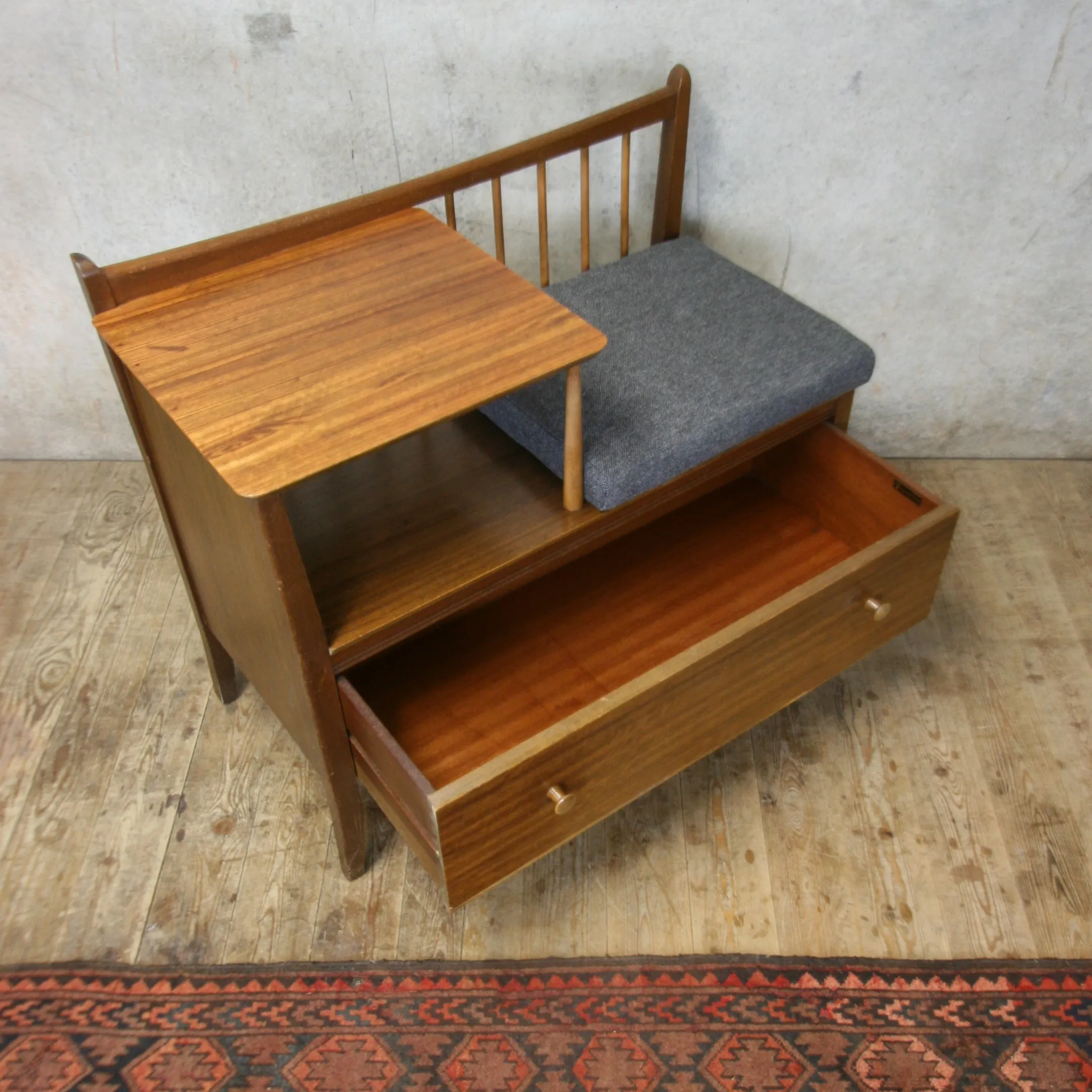 Mid Century Chippy Heath Telephone Seat #0318