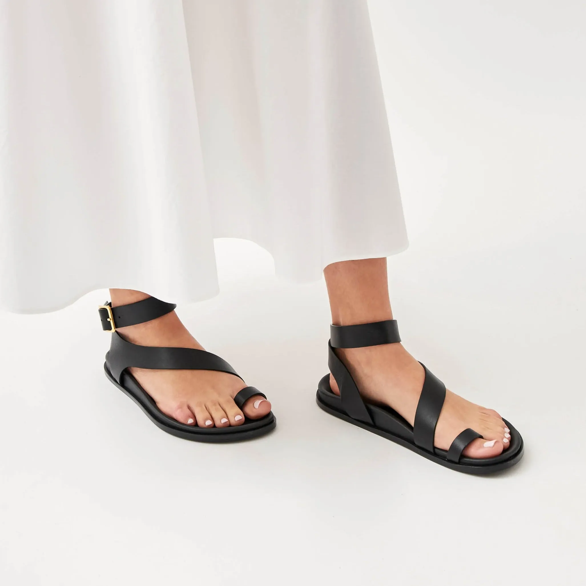 Myles Black Leather Sandals