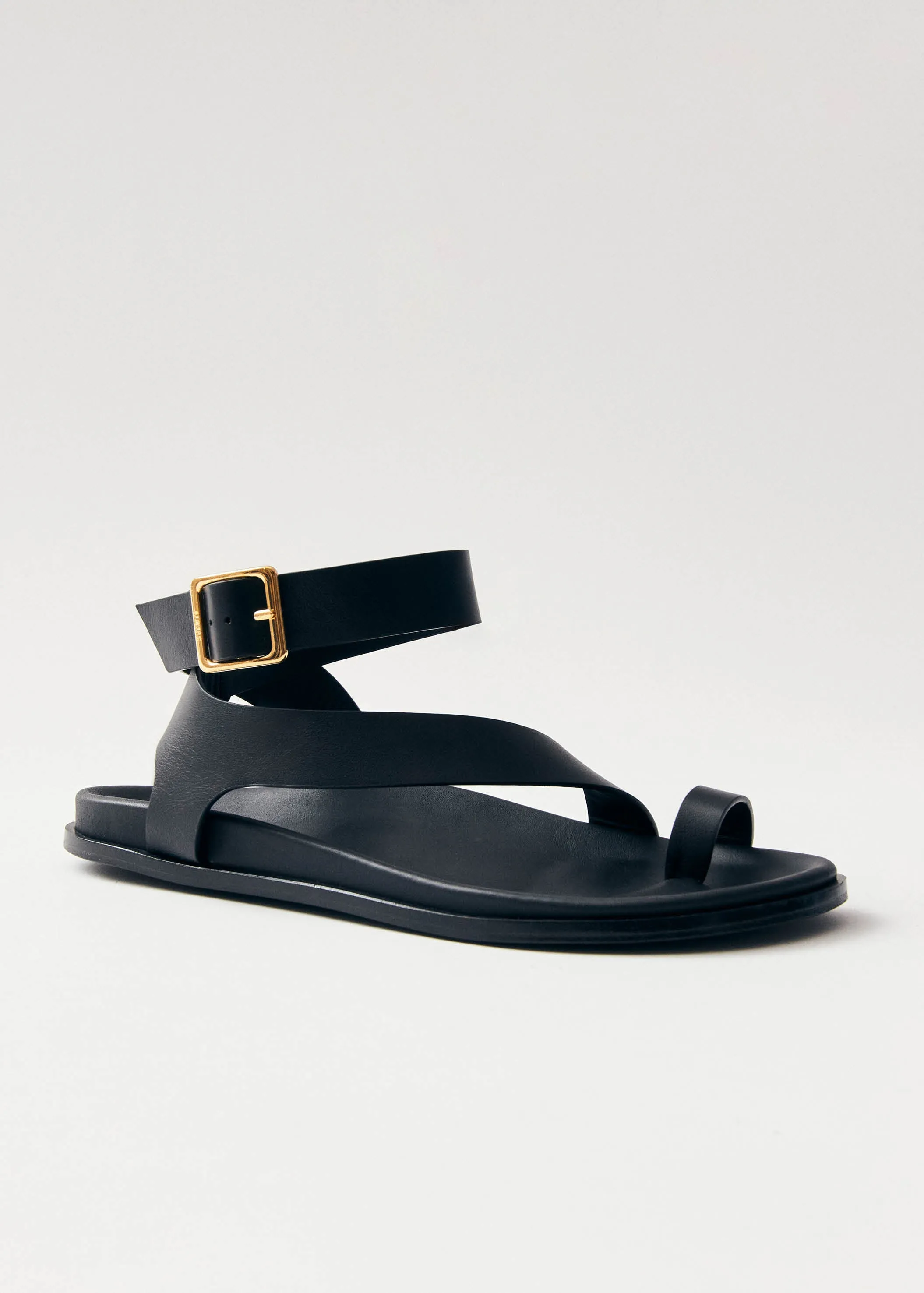 Myles Black Leather Sandals