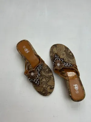 Pearls camel brown platforms flip flop sandales y2k vintage (37)