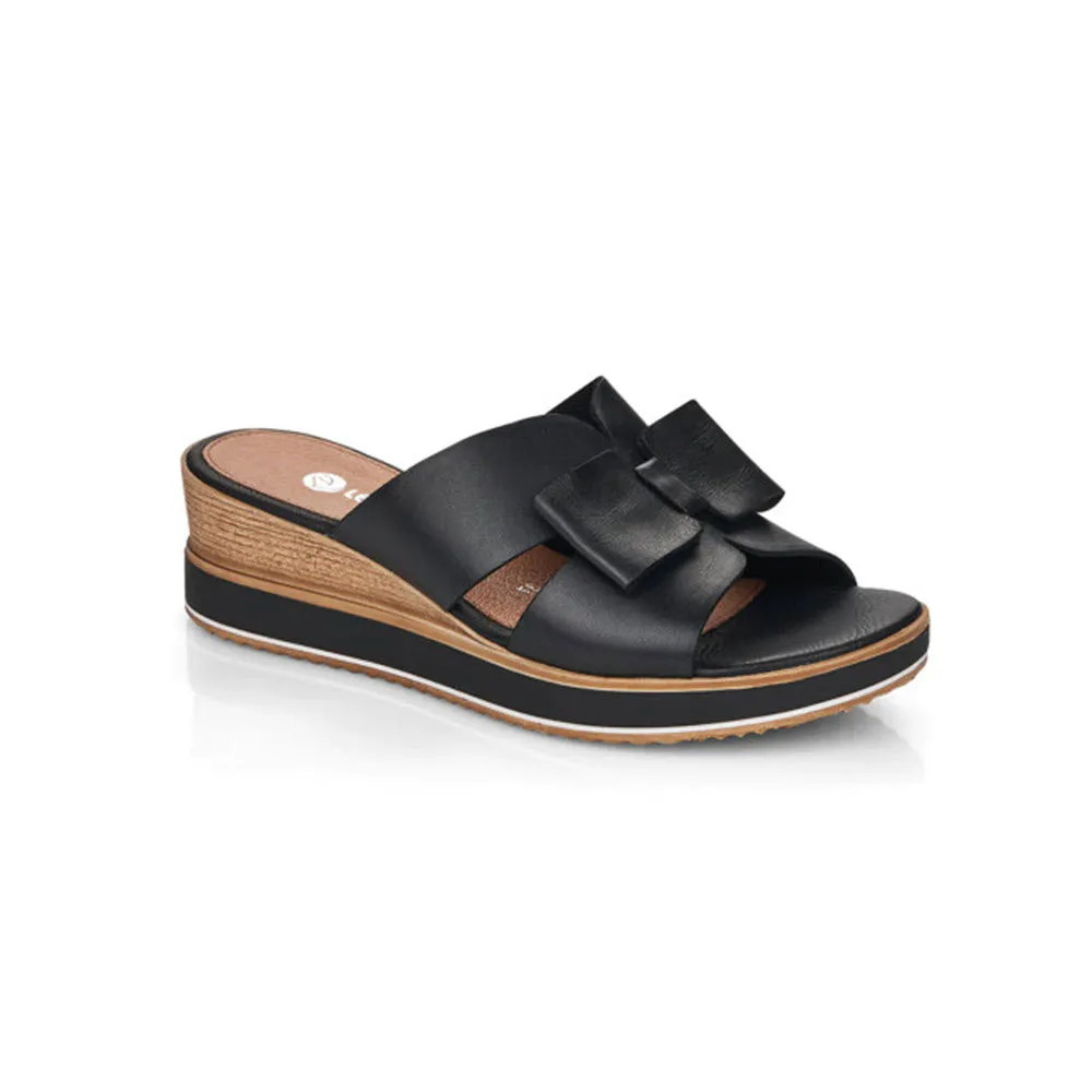 REMONTE BOW WEDGE SANDAL BLACK - WOMENS