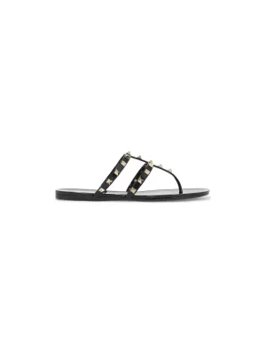 Rockstud Leather Flat Sandals