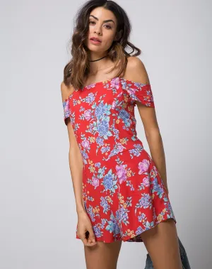 Samitta Cold Shoulder Playsuit in Vintage Fleur