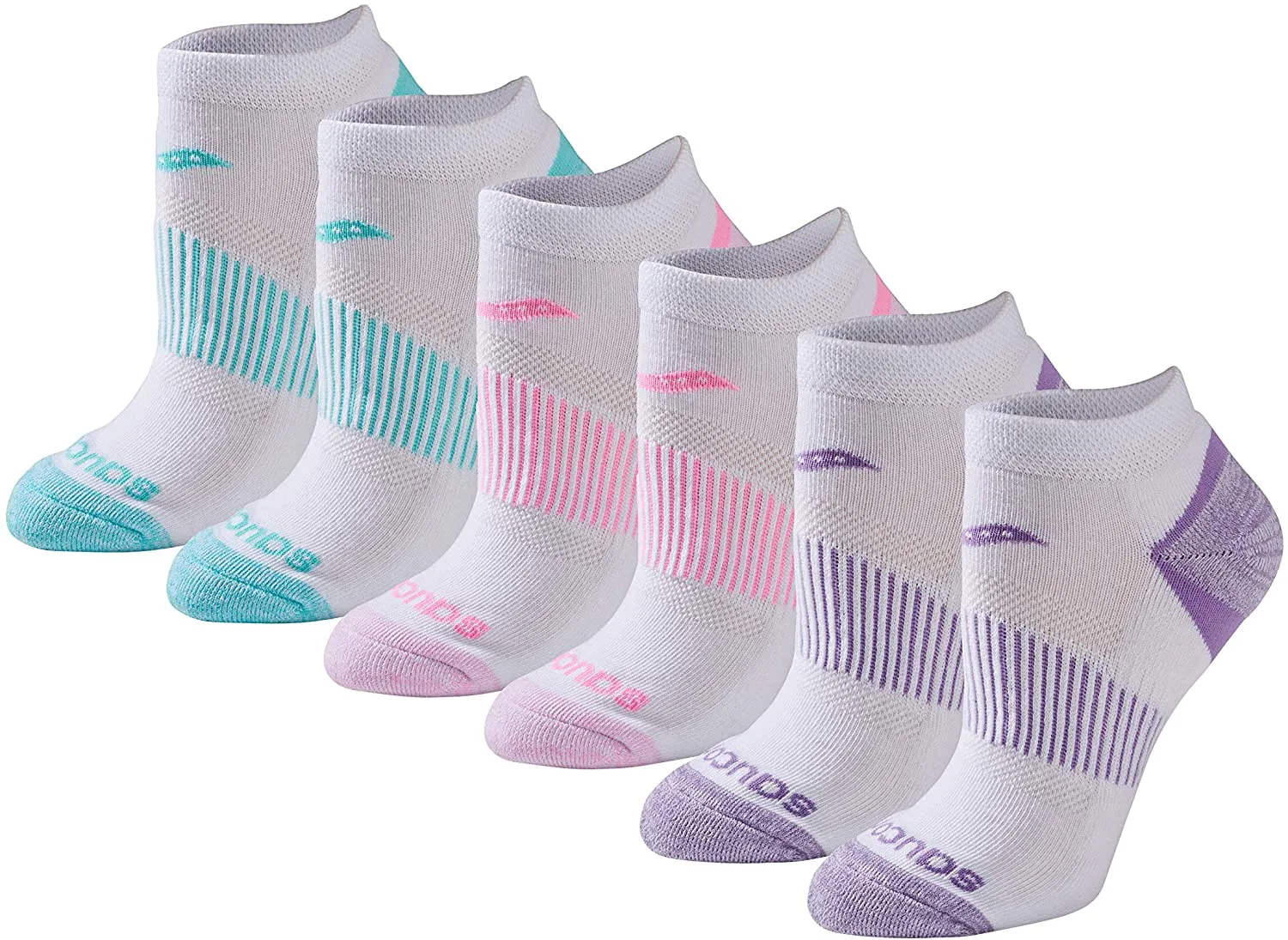 Saucony Women's Selective Cushion Performance No Show Athletic Sport Socks (6 & 12 Pairs)