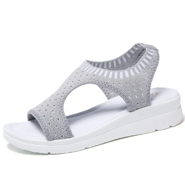 Summer Fashion Wedge Comfortable Women's Sandal Shoes - Black,White,Grey,Blue