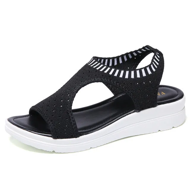 Summer Fashion Wedge Comfortable Women's Sandal Shoes - Black,White,Grey,Blue