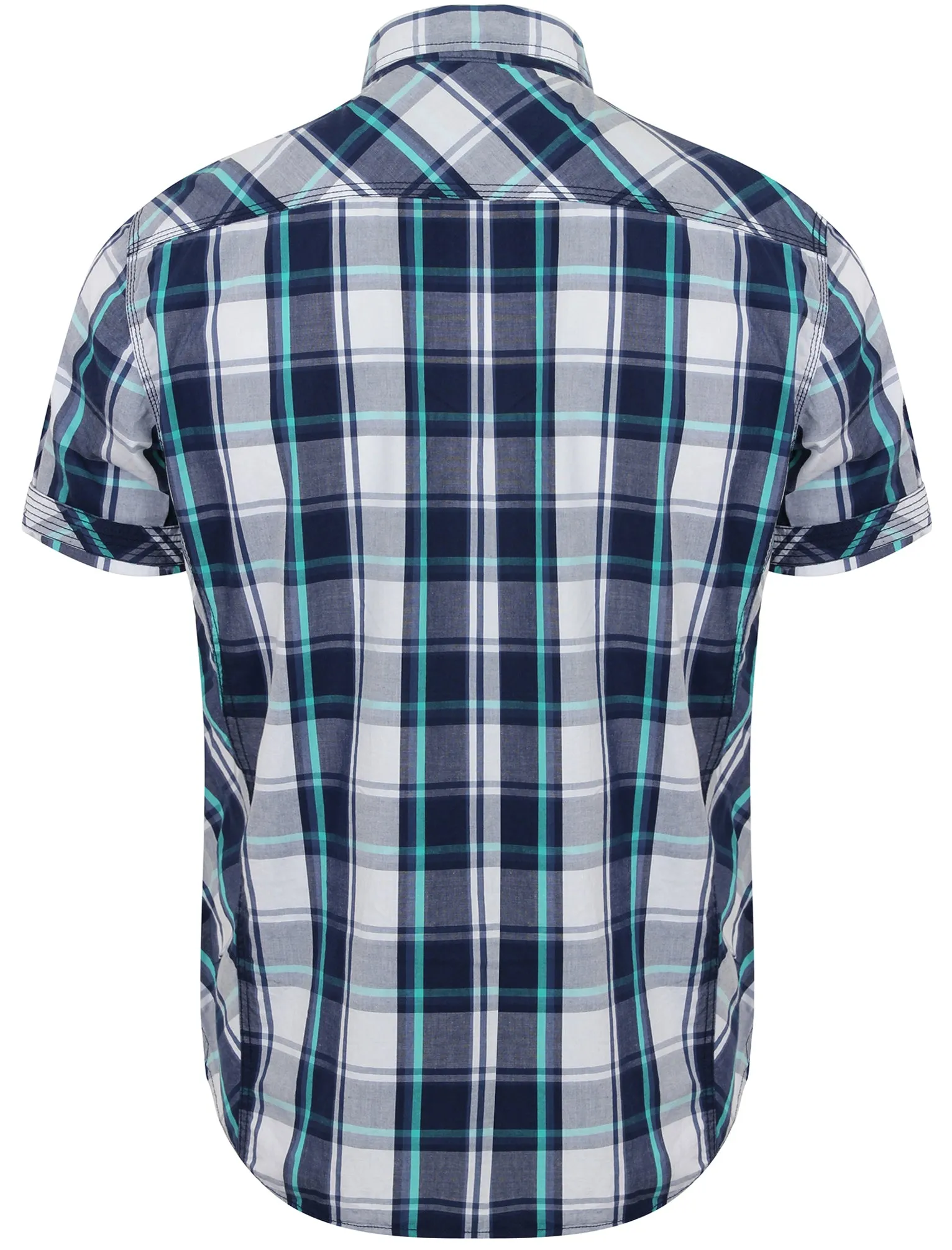 Toronto Short Sleeve Checked Shirt in Baltic Green - Tokyo Laundry