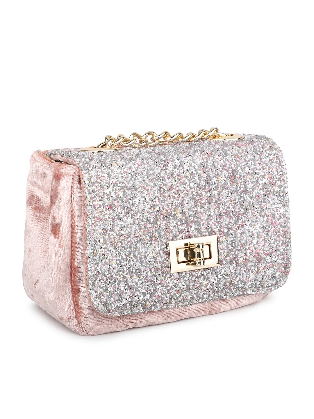 Women Pink Embellished Sling Bag