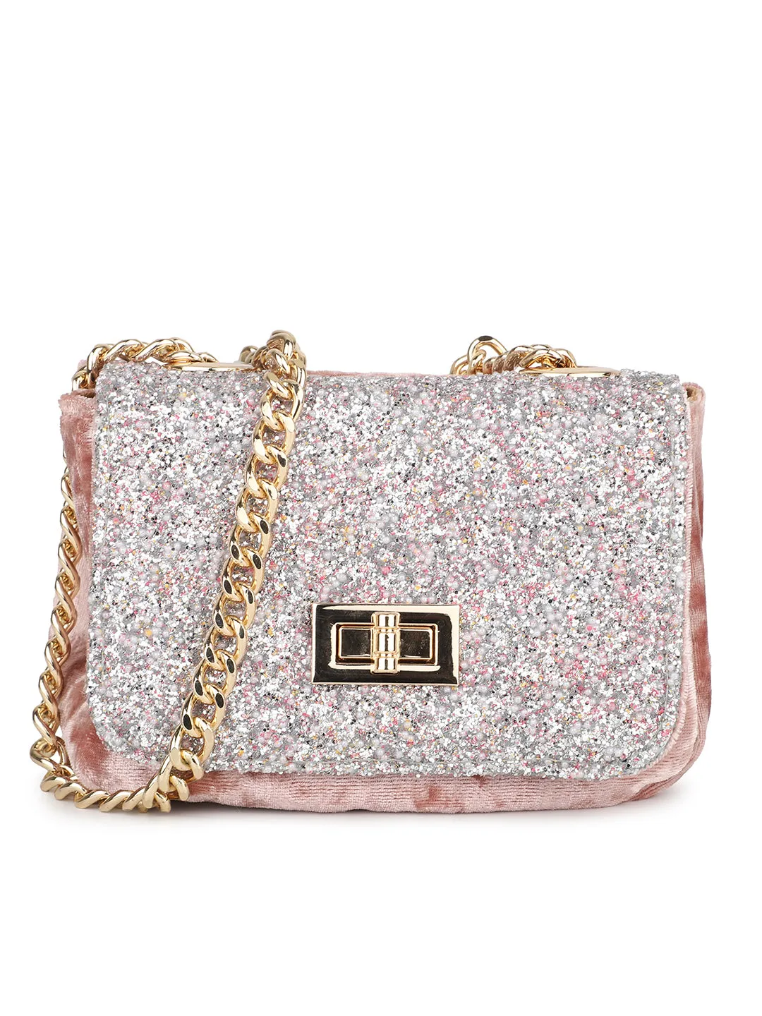 Women Pink Embellished Sling Bag